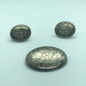 💛Sterling Silver Vintage Birks Brooch & Earrings